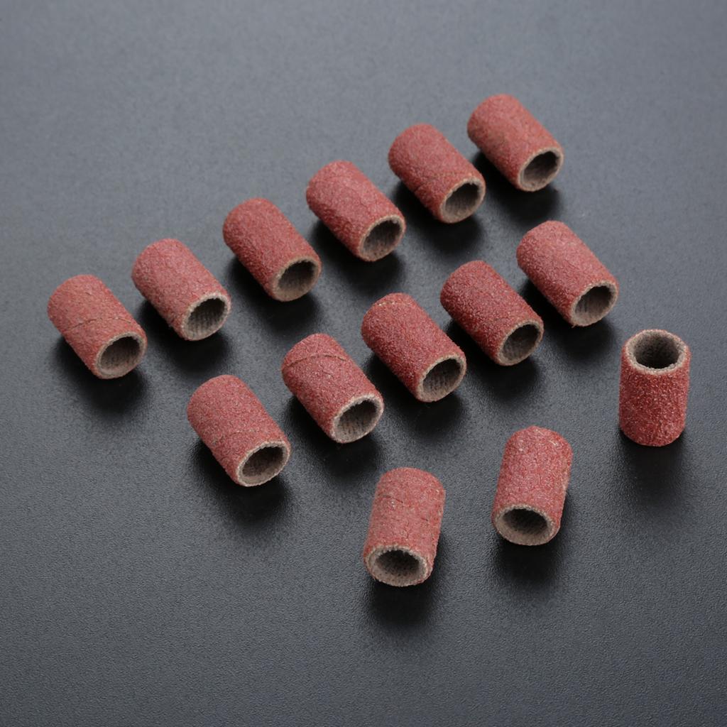 100Pcs 1/4" 6.35mm Drum Sanding Band Nail Drill Bits Power Tool Grit 80 120 180 240 320 600 for Manicure Pedicure Polishing Tool
