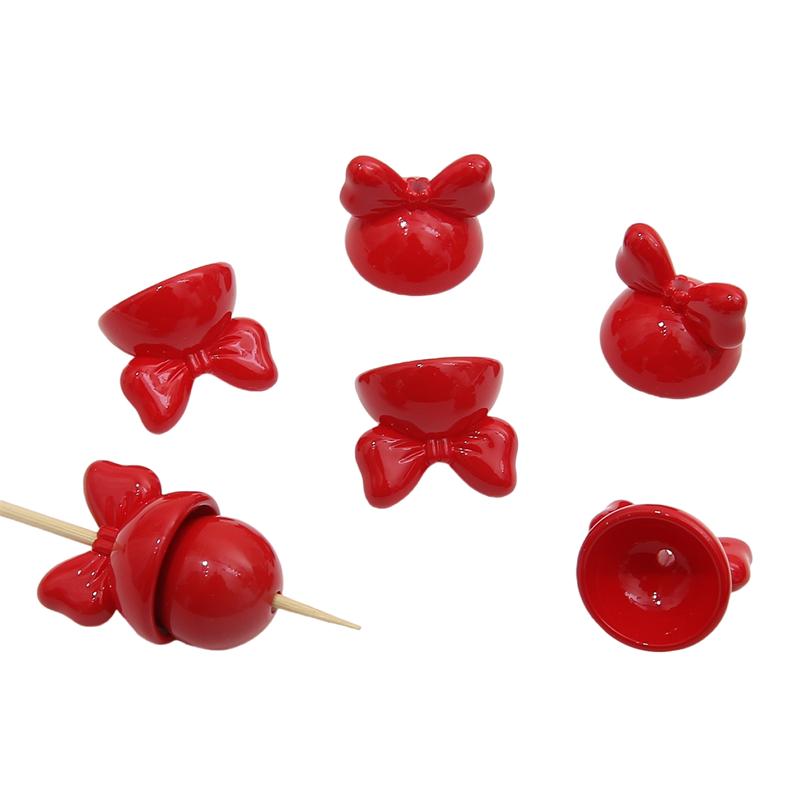 

4 шт. акриловые бусины с бантиком в форме кролика, очаровательные свободные бусины-разделители для ожерелья, браслета, брелка, сделай сам, изготовление ювелирных изделий красный