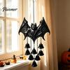 Crisp Sound Breeze Bells Gothic Bat Metal Wind Chime, Halloween Hanging Ornament with Multiple Bells, 3D Indoor Entrance Decorative Crafts Embossed