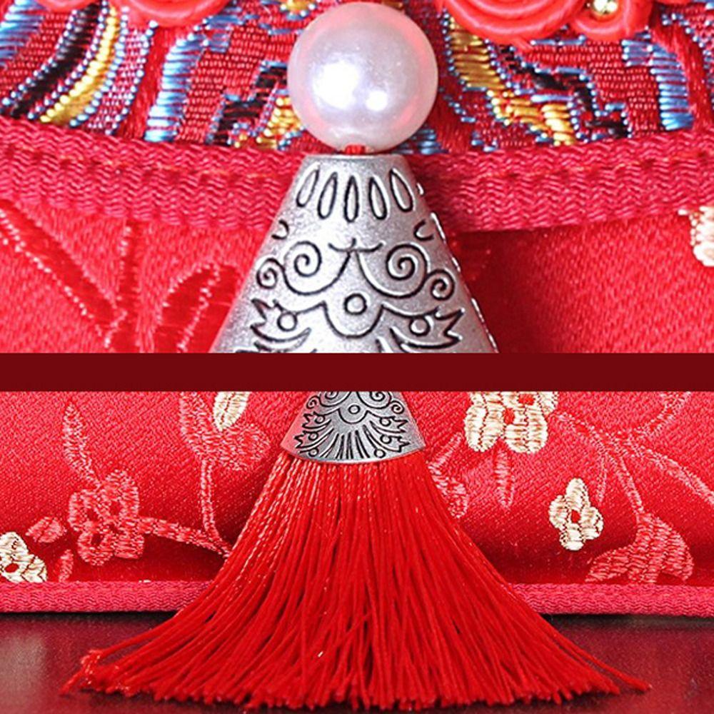 Tessuto di Seta con Nappe Broccato Felice Anno Nuovo Matrimonio Cerimonia di Fidanzamento Sacchetto Regalo in Denaro Borsa Rossa Busta Rossa Busta Rossa