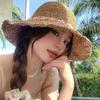 Foldable Wide Brim Straw Sun Hat for Women Summer UV Protection Lightweight Beach Vacation Gardening Cap