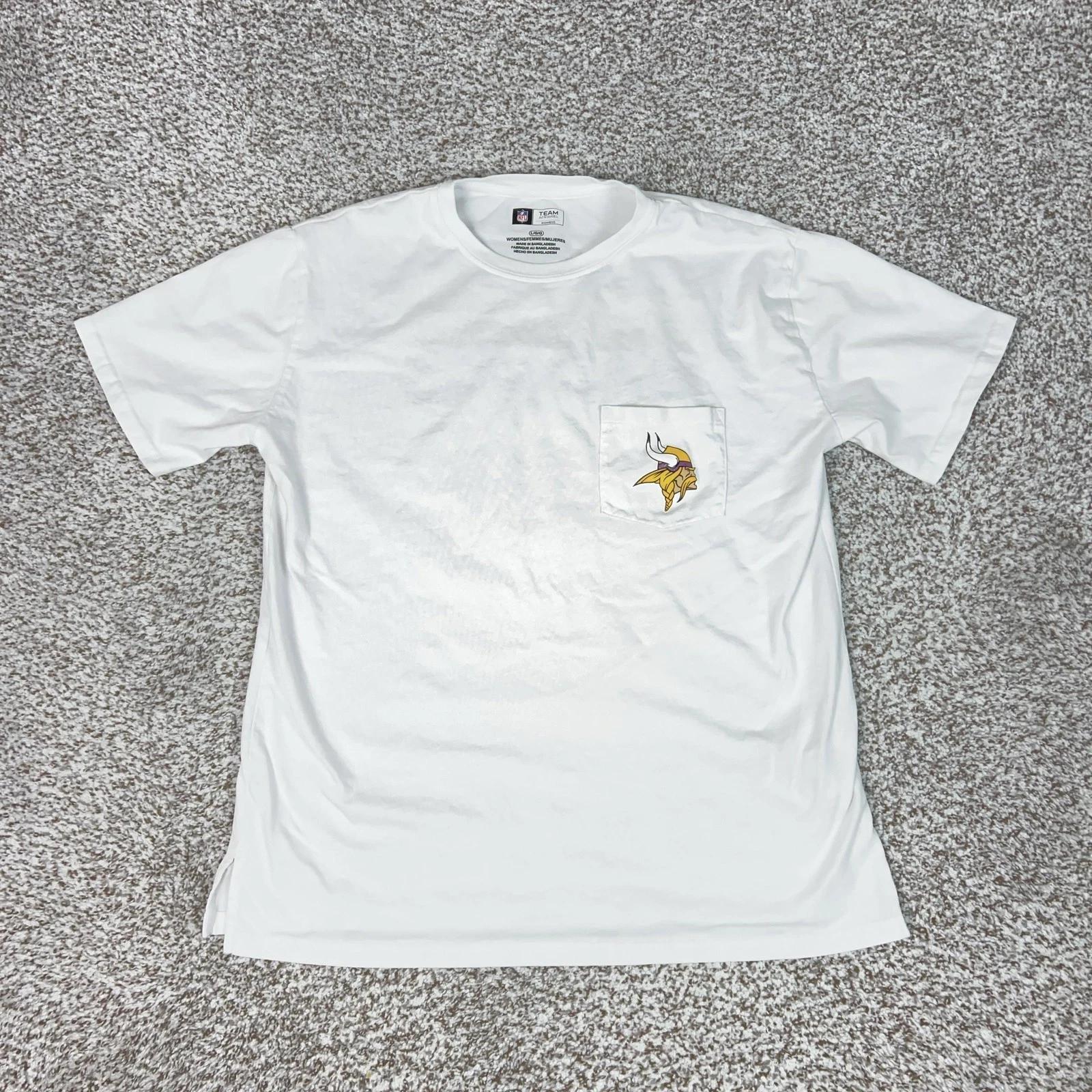 Minnesota Vikings Shirt Womens Large White NFL Football NFL Team Apparel Pocket M