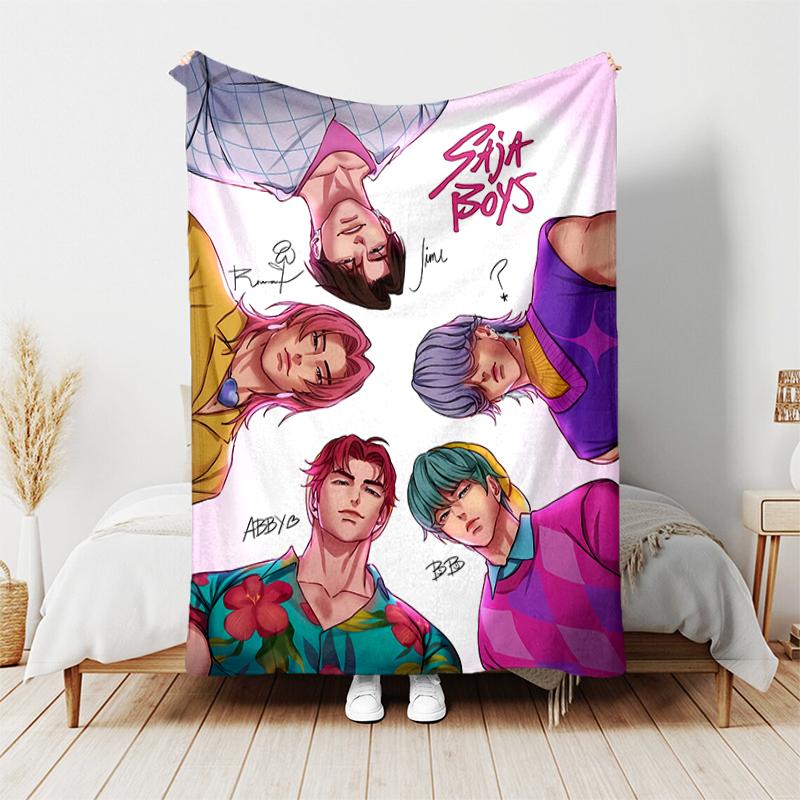 1pc Blanket K-Pop Demon Hunters Print Design, Lightweight Blanket for Sofa, Bed- Soft &Warm, Gift for All Seasons like Christmas, Halloween