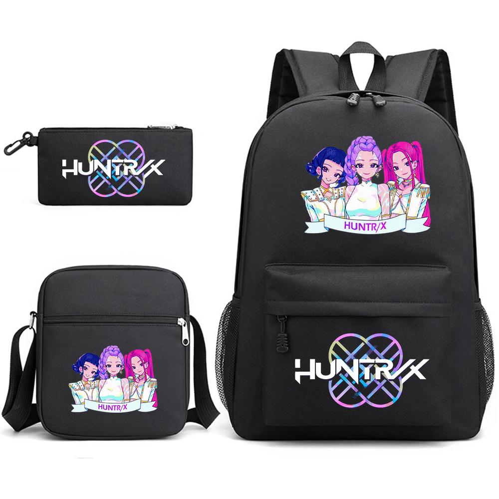 3 st/set Anime Tecknad Tryckt Ryggsäck med Axelväska Pennfodral för Tonåring Student Pojke Flicka Skolväska Stor Kapacitet Bokväska Barn Gåva