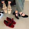 2025 Designer Velvet Butterfly-knot Shoes Women Fashion Elegant Party Wedding Shoes Women French square toe loafers