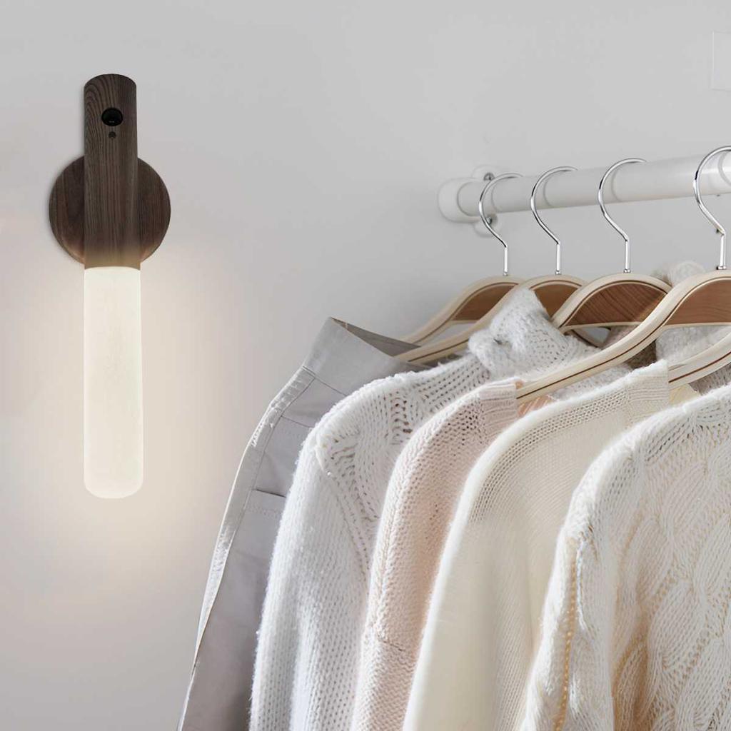 Imitation Wood Art Light Human Body Induction Small LED Night Light USB Charging Hallway Induction Light Closet Induction