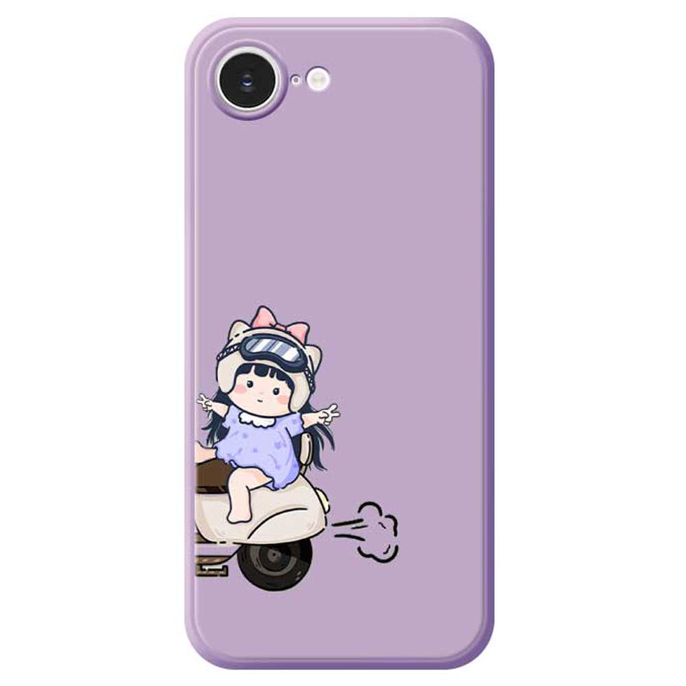 For iPhone 16e Case Helmet Girl Pattern Printing Straight Edge TPU Phone Back Cover