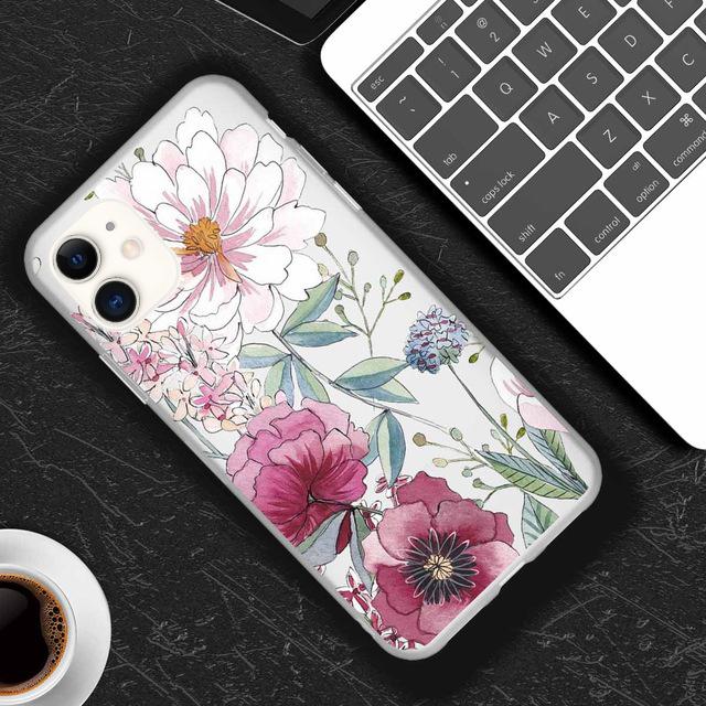 Bellissima Custodia a Fiori Per iPhone 13 12 11 Pro Max XS Max XR X 7 8 6 Plus 5 5S SE 2020 12 Mini Opaca Morbida TPU Trasparente
