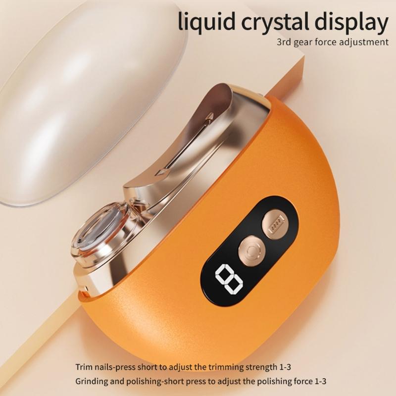 Automatic Nail Trimmer and Polishing Tool Built In LED Light USB Rechargeable Portable Design for Differernt Ages