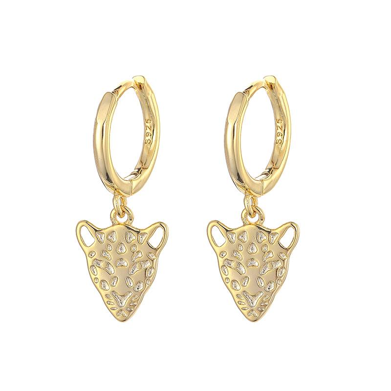 ANENJERY Leopard Animal Hoop Earrings Female Creative Light Luxury French Jewelry