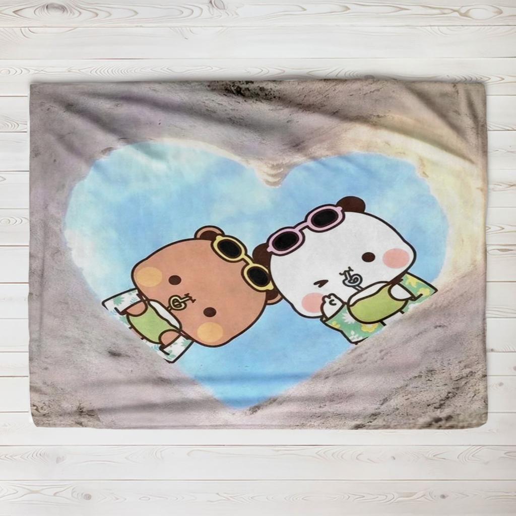 Bubu Dudu Panda Bear Flannel Throw Blanket Series Kids Blankets Sofa Decoration Bear and Pa blankets Cozy Soft Couple kids gift