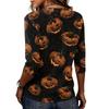 Women's Casual Loose Fit Half Sleeve Top Round Neck Lightweight Comfortable Shirt with Pumpkin Print Suitable for Everyday Wear