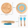 Children Divided Plate Baby Self-feeding Spoon Fork Un-breakable Suction Plate Nursing Bowl Eco-Friendly Bamboo Dishware  Pink