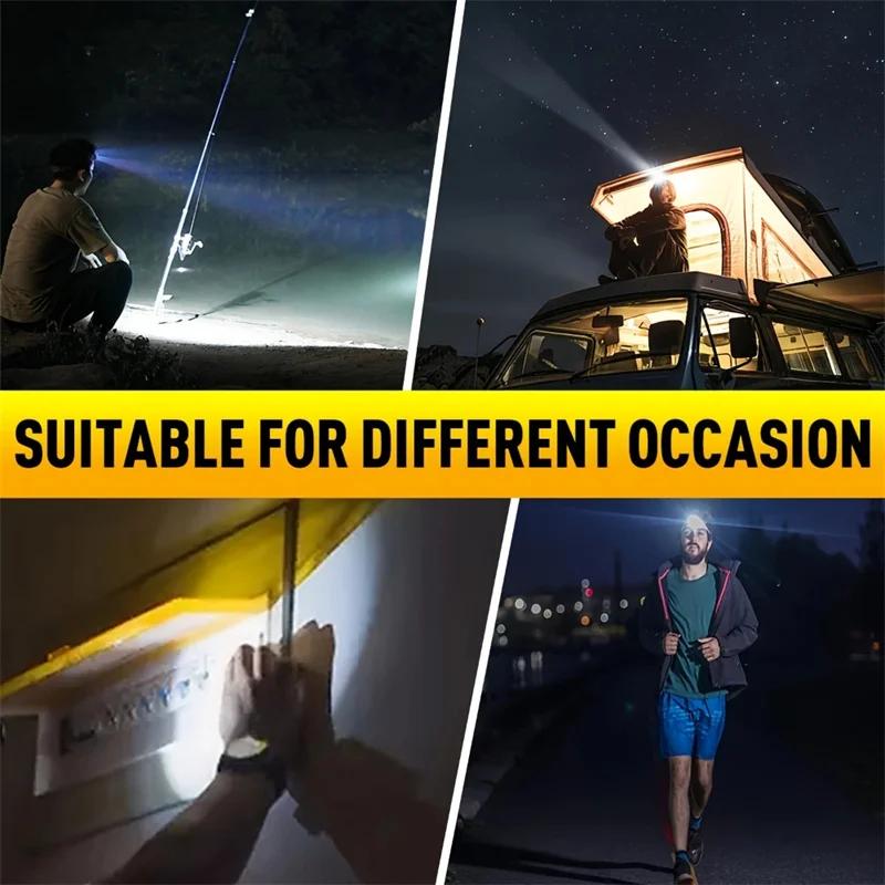 Hands-Free Rechargeable Headlamp Ultra-Bright Zoomable LED with 3 Lighting Modes Essential Outdoor Gear for Camping & Fishing