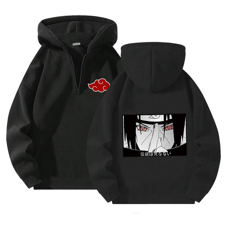 Naruto Anime Pulovr Mikina se čtvrtinovým zipem a kapucí Sportovní Outdoorová Mikina Ležérní Dlouhý Rukáv Pánské Oblečení Mikina Streetwear