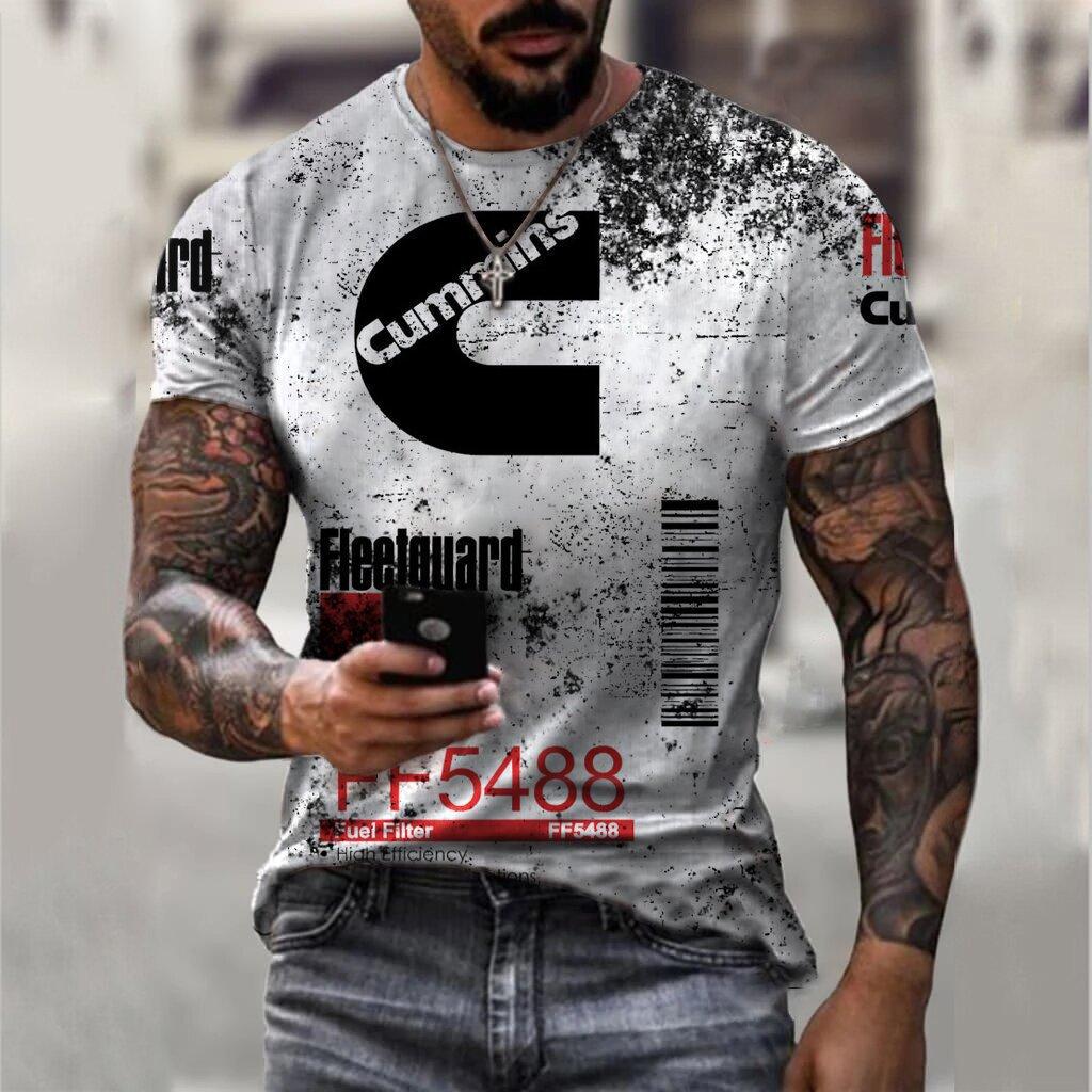 Simple Versatile Printed Top Fashionable Round Neck Short Sleeve Loose T-Shirts Men’s