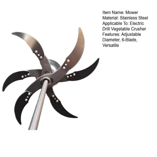 Rustfrie gressklipperblader for elektrisk drill Justerbar diameter Gressklipper Erstatningssett Rustsikker Skarp Grønnsakskuttersett