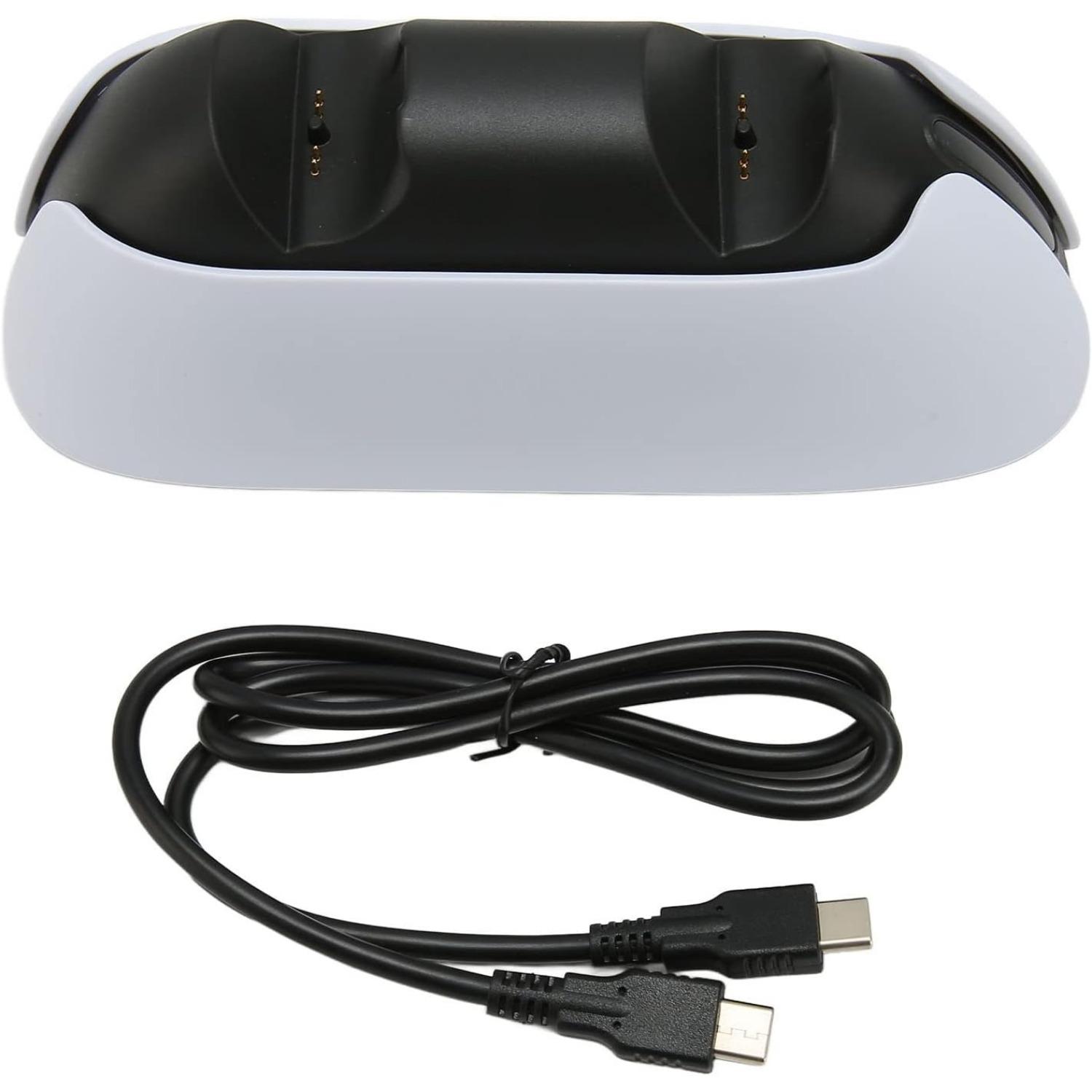 

Для PS5 контроллер зарядное устройство два контроллера зарядная подставка со светодиодным индикатором GTO Package:7.2*6.5*19.5cm чёрный/белый