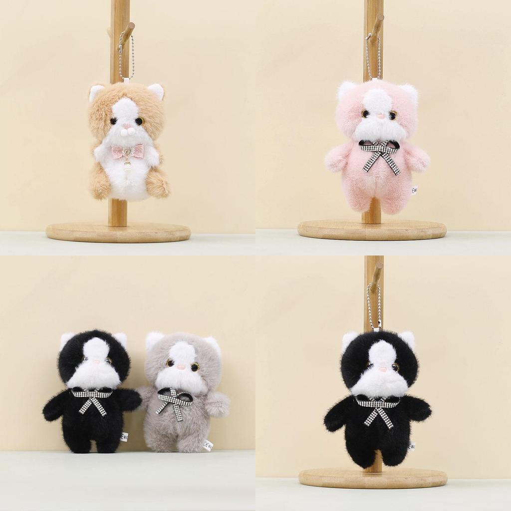 Plush Cat Keychain With Pp Cotton Filling For Cute Bag Decor