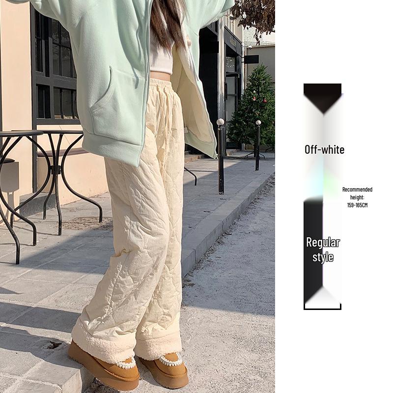 

Harbin Thick Diamond Pattern Down Cotton Winter Trousers - Unisex Lambswool Casual Snow Pants Extra Large