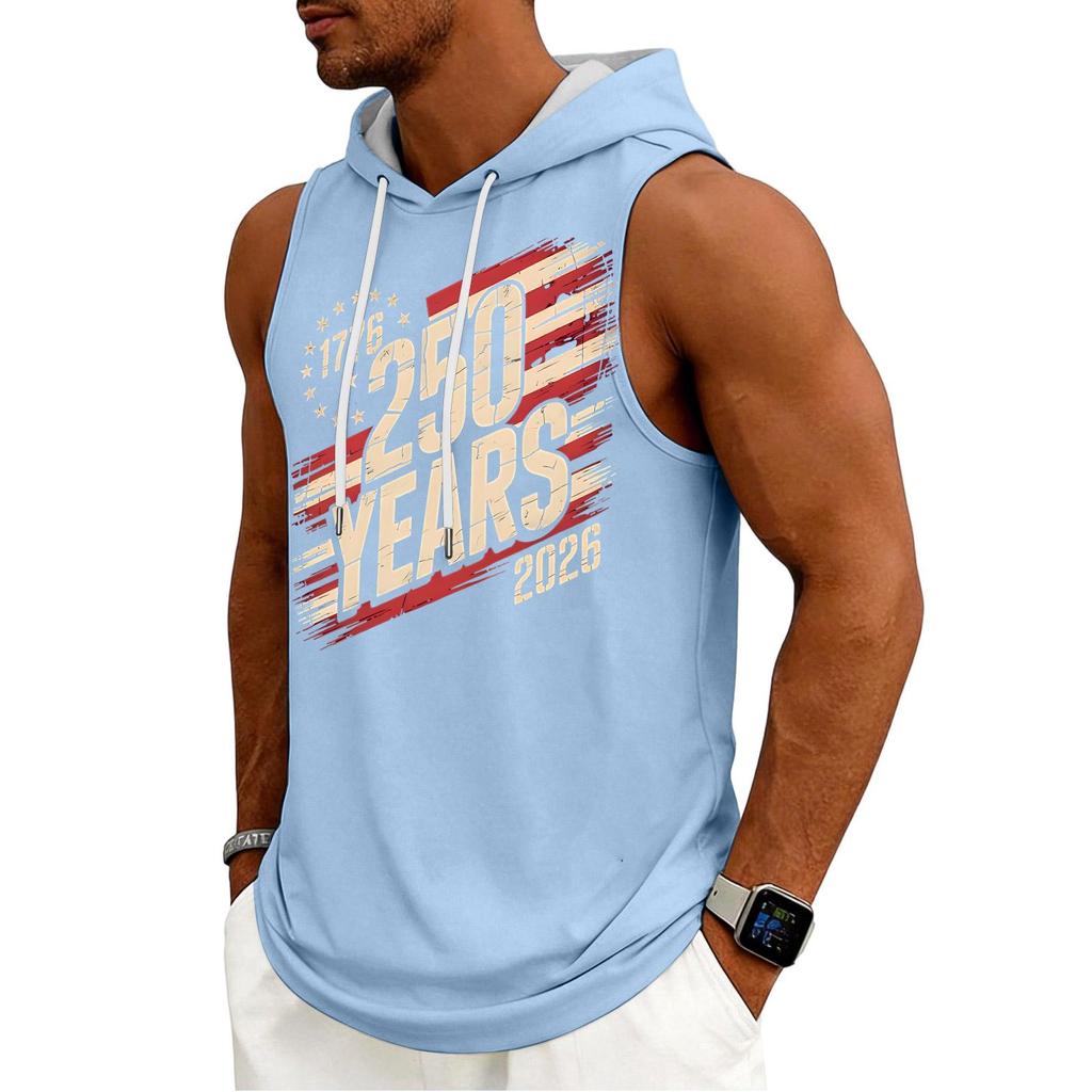 Men's Tank Top Gym Sleeveless Hoodie Shirt Washed Sports Muscle Shirts Fitness Vest With Hood