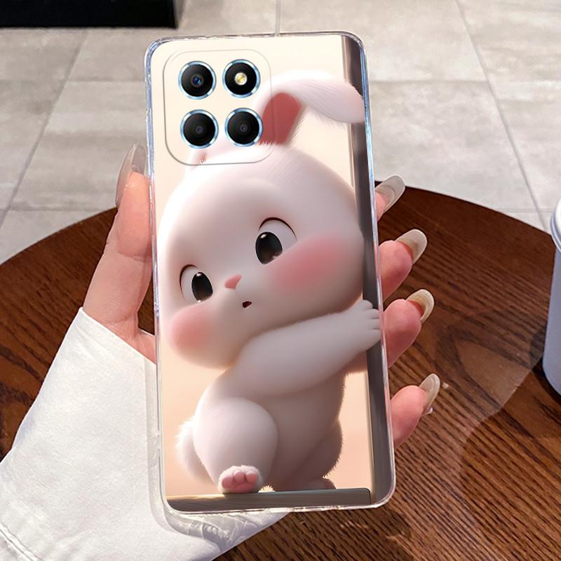 Gele-Hülle für Honor X6 4G/X6S 4G/70 Lite/Play 30M/Honor X8 5G Klare Silikon-Weiche-TPU-Rückabdeckung Niedliche Katzen-Schutzhülle