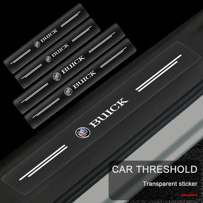 4Pc Car Threshold Protector Transparent Decorative Badge 3D Sticker For Buick Verano Velite Lesabre Riviera Avenir GL6 GL8 Envision Excelle