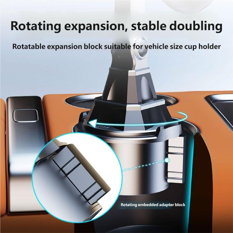 Vehicle Cup Holder Mount Phone Holder Double Adjustable Head For 4.7in to 7.2in Device Silicone Pad Smartphone Stand