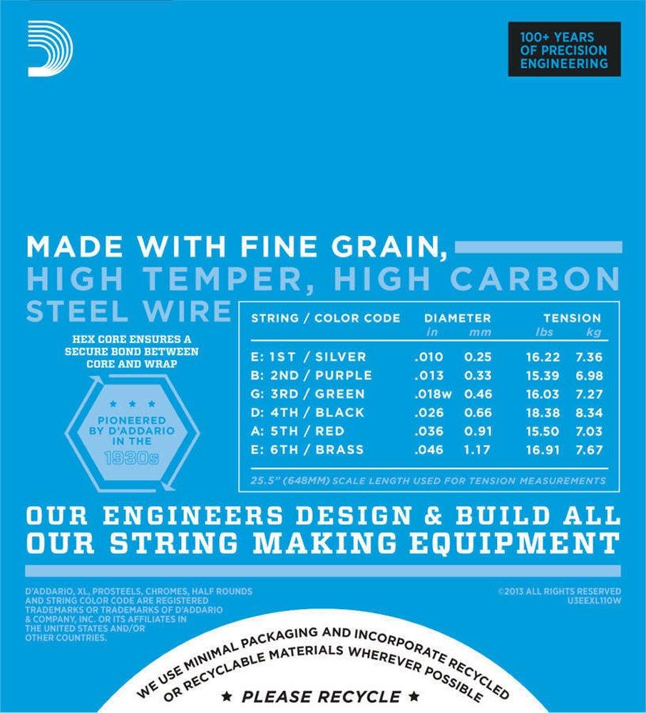 Electric Guitar Strings Nickel Regular Light 3 Strings Wrapped EXL110W x 10 Set D'Addario .010-.046 []