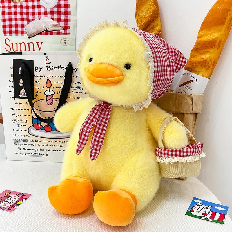 Yellow Duck Plush Toy with Scarf - Cute Little Doll Animal Figure, Perfect Birthday Gift Ornament