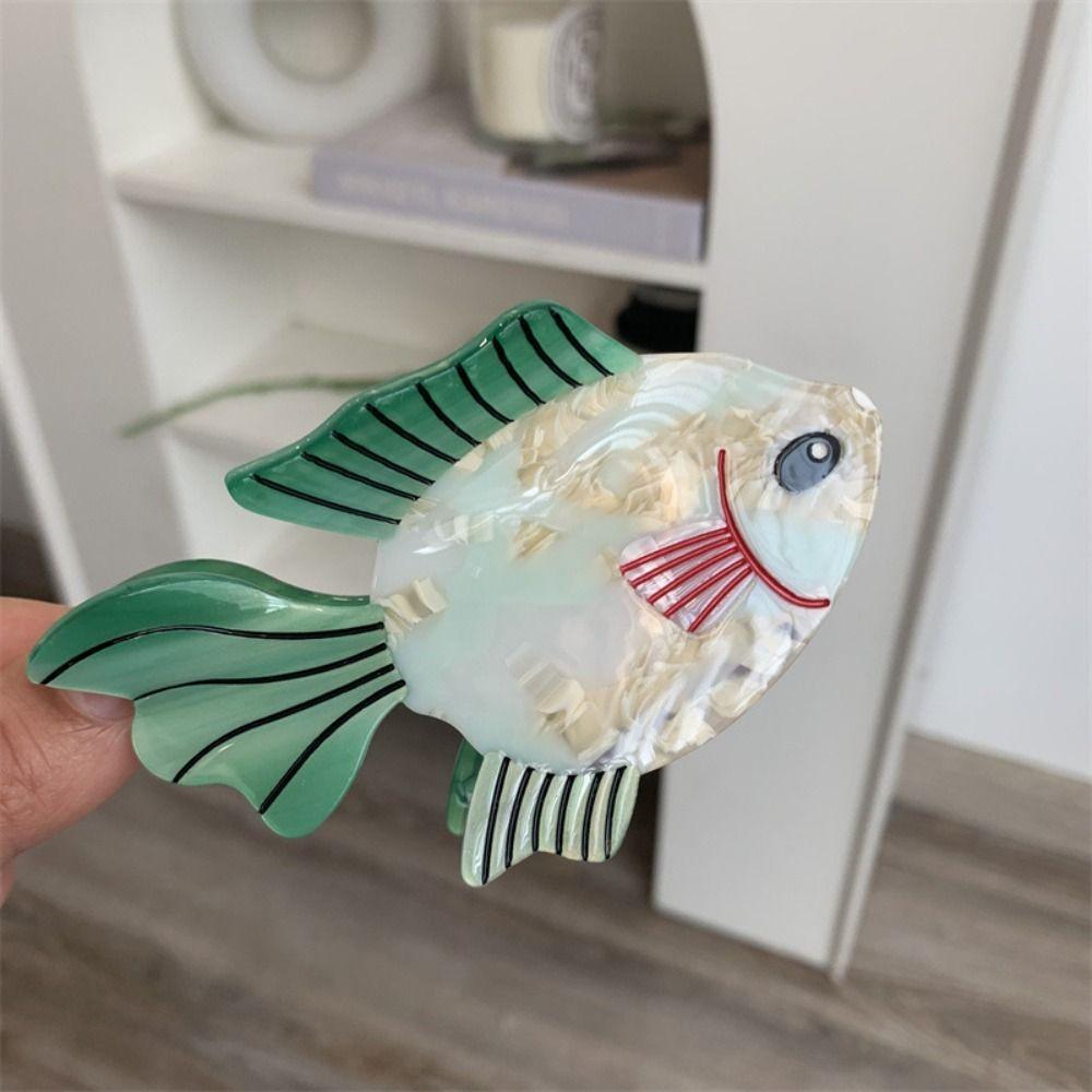 Goldfish Acetate Ocean Animal Hair Claw Colorful Acetic Acid Hairpin Sweet Fish Grab Clip  Vacation