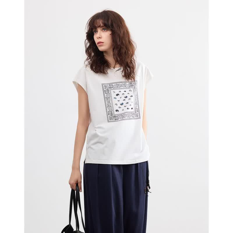 Demana Women s Retro Print Loose T-Shirt XL
