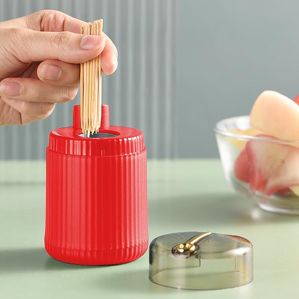 1pc Automatic Toothpick Dispenser Holder, Pop-Up Plastic Toothpick Box for Swab Jar and Dental Floss for Home Bathroom or Kitchen Storage and