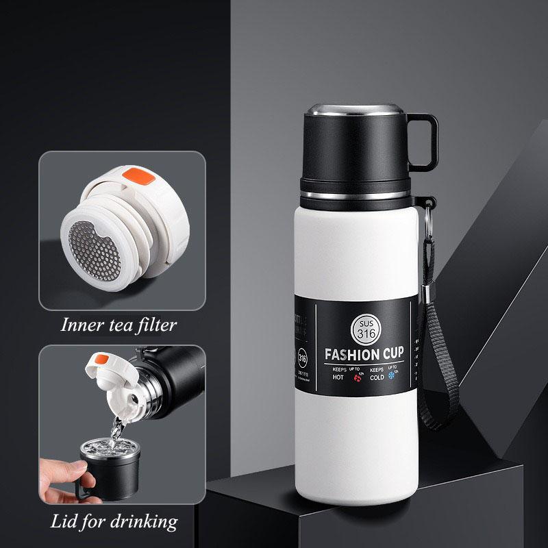 

Logo Name Customization Thermos Stainless Steel Portable Vacuum Flask Insulated Tumbler Large Thermo Bottle 600-1500ml 600ml білий