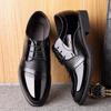 Men's Formal Leather Shoes Have an Inner Height Increase of 6cm, Trendy Men's Lace-up Business Formal Patent Leather Hollow Leather Sandals Hole Men