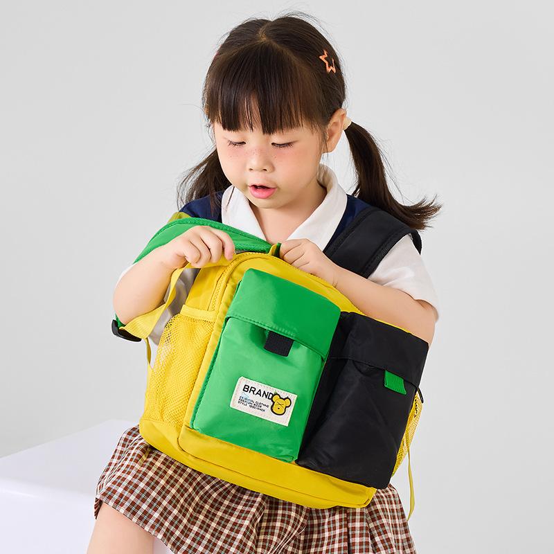 School bag contrasting color children's backpack preschool children's boy and girl versatile bag