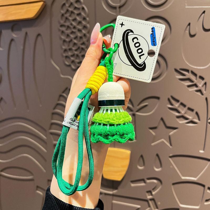 Badminton Shuttlecock Keychain Handmade Colorful Soft Lanyard Decor Lightweight Backpack Hanger for Sports Fans Creative Gift
