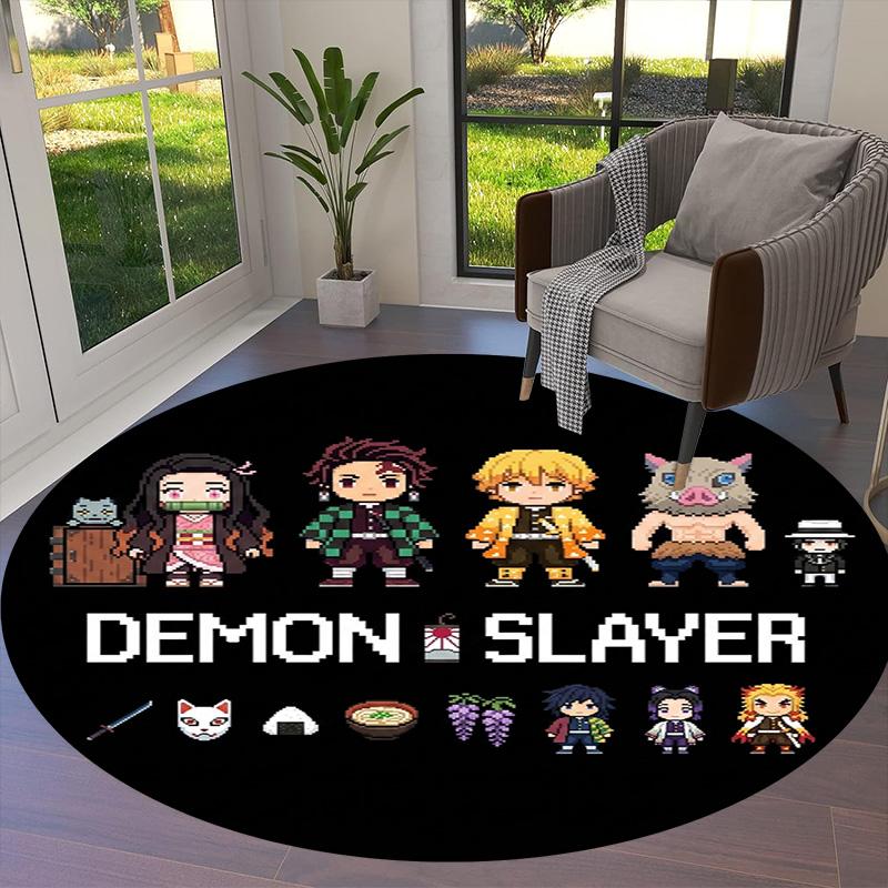 Demon Slayer Round Area Rug Carpet Rug For Living Room Bedroom Sofa Playroom Decor Nonslip Floor Mat