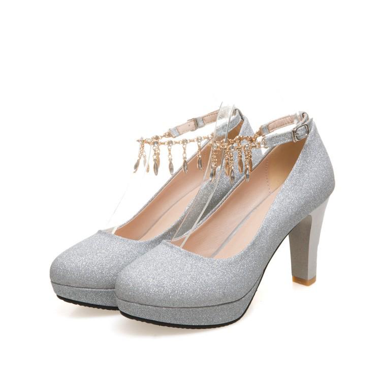 

Fashion Girls High Heel Shoes Woman Pumps Luxury Gold Silver Pink Women Heels Elegant Party Office Wedding Shoes Large Size31-46 39(24.5cm)