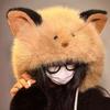 Women's Winter Fox Ears Plush Hat and Scarf Set - Thick, Warm Ear Protection for Cycling