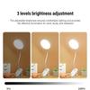 LED Desk Lamp Rechargeable 3 Modes Dimming Brightness Sensitive Control Eye Care Clip On Book Reading Light for Bedroom