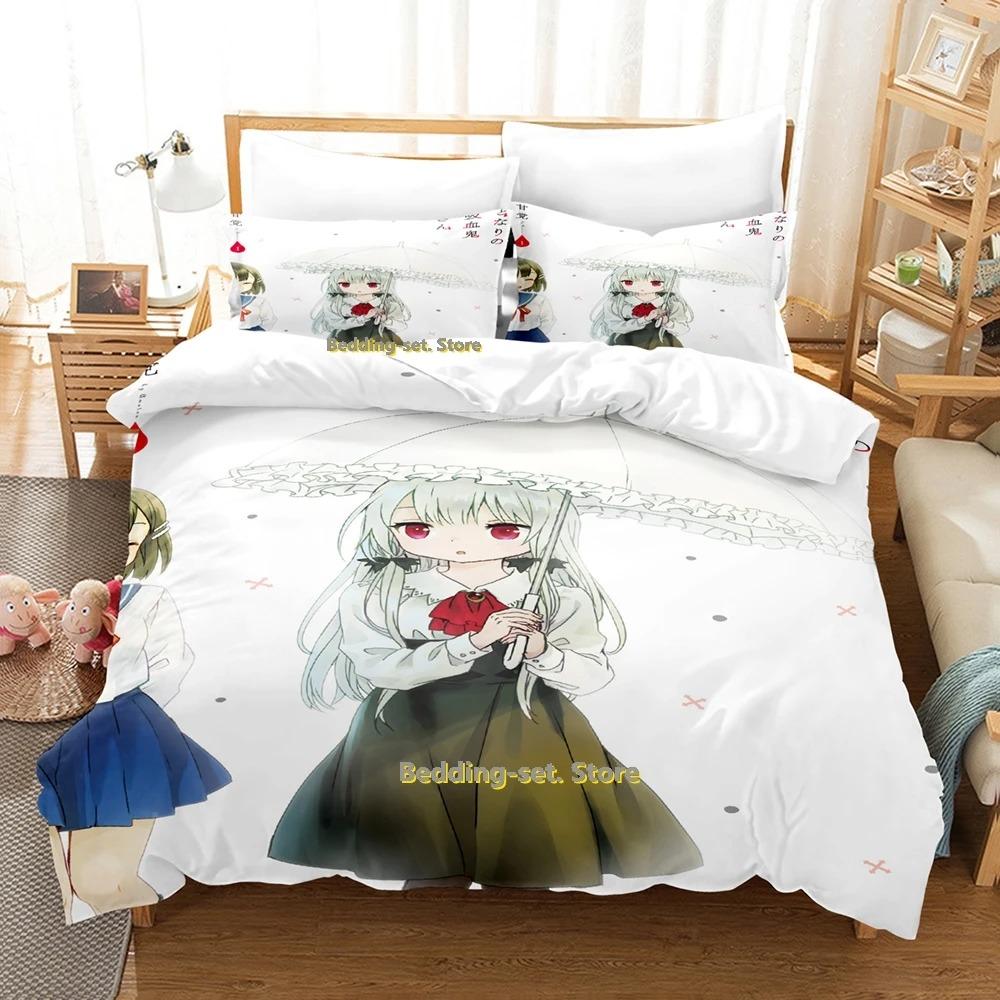 Tonari No Kyuuketsuki-san Zestaw Pościeli Pojedynczy Bliźniak Pełny Queen King Size Zestaw na Łóżko Dorosły Dziecko Sypialnia Zestawy Poszewek na Kołdrę Anime Łóżko