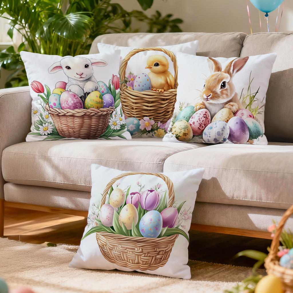 Easter Decorations Cushions Pillowcase Polyester Cushion Cover Throw Pillow Pillowcover Home Car Sofa Decor