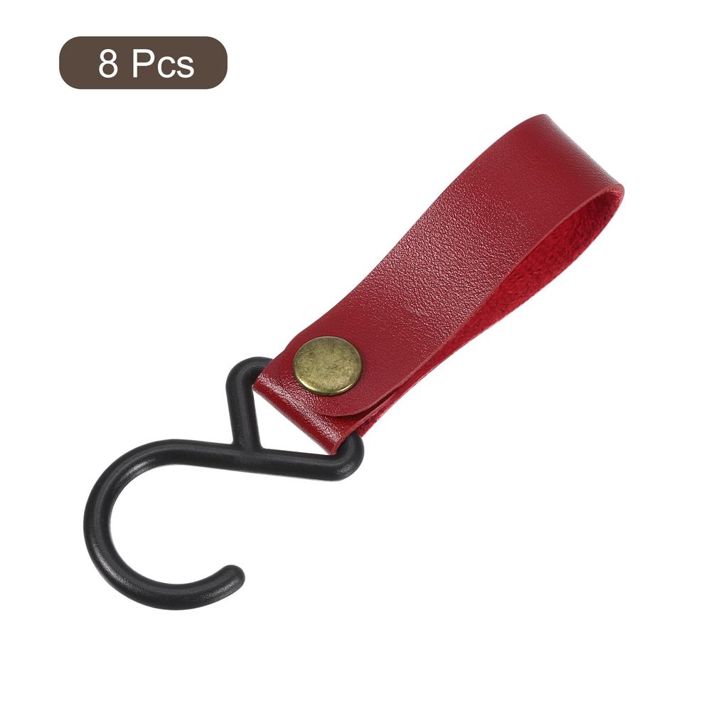 8pcs Leather S Hooks Camping Hook Hanger Multipurpose S-Shaped Hangers for Outdoor Picnic Hanging Pots Pans Utensils For Kitchen