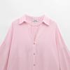 2025 Spring Women's European Fashion Linen Blend Wide Sleeve Shirt