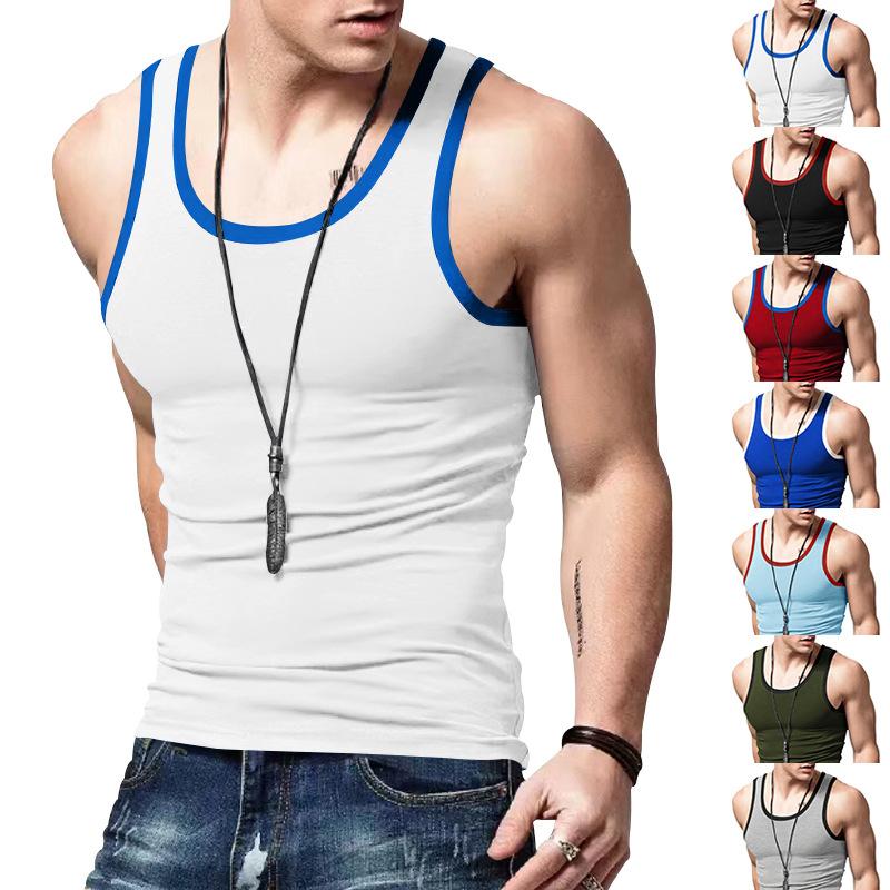

Wear A Fitted, Casual and Sporty Men s Summer Base Layer Color-blocked Undershirt Inside The Vest S білий