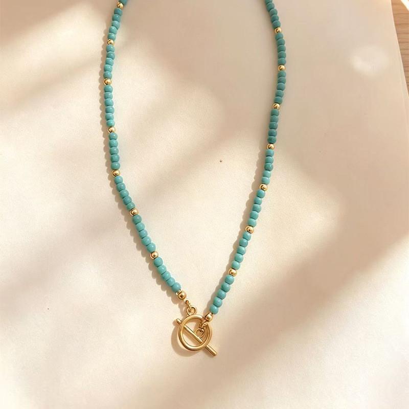 Bohemian Turquoise Beaded Necklace With Eye Pendant For Daily Fashion Accessory