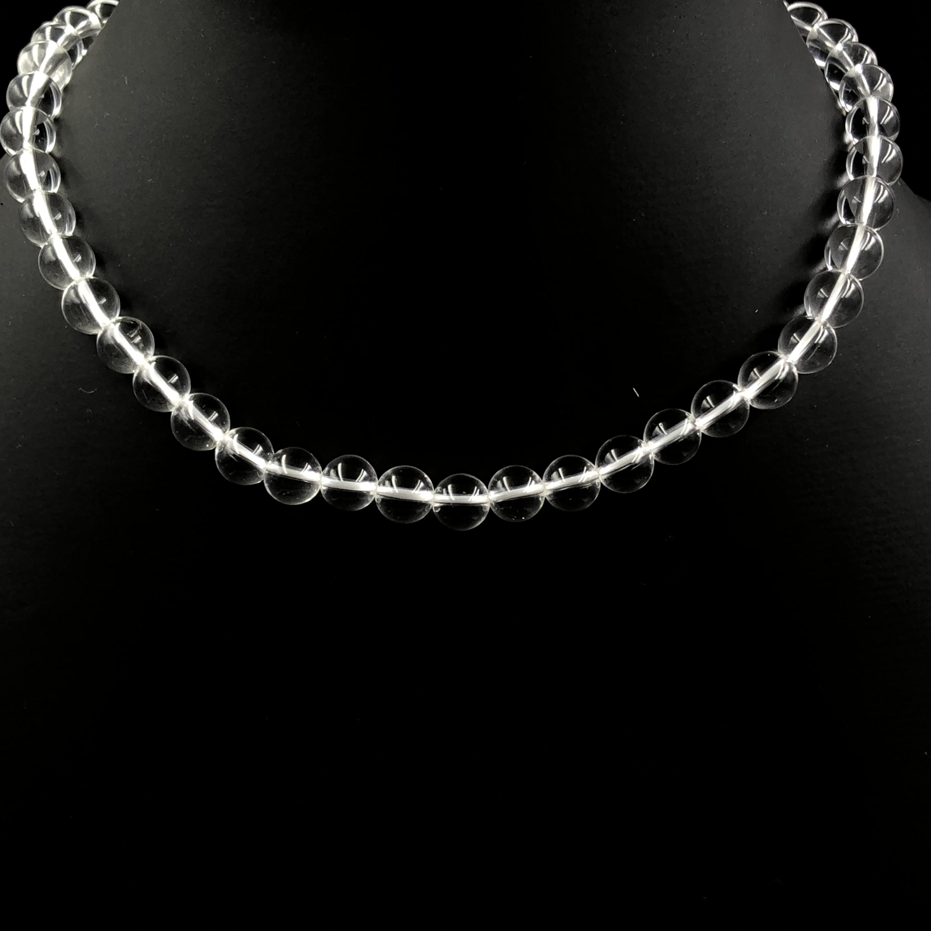 8mm Natural Crystal Gemstone Round Beads Handmade Jewelry Pretty White Stone Necklace 17-20  Gift For Women 8BN-64