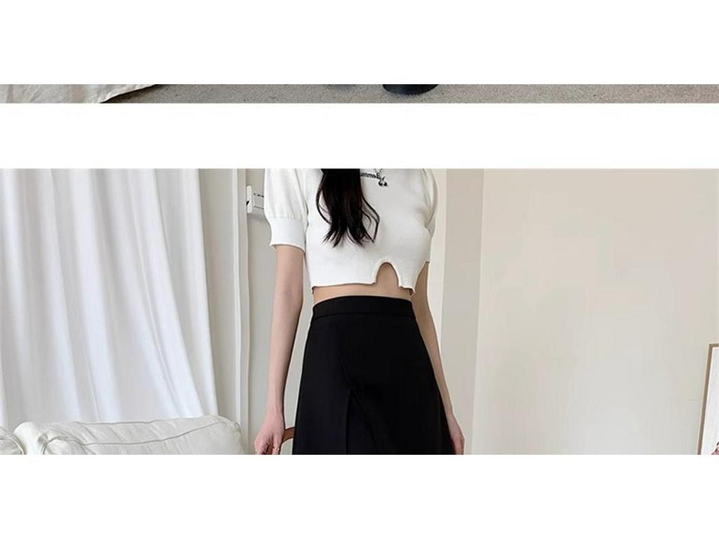 Plus Size Black High-Waist Midi Skirt with Slit - Slimming A-Line Skort for Summer 2024