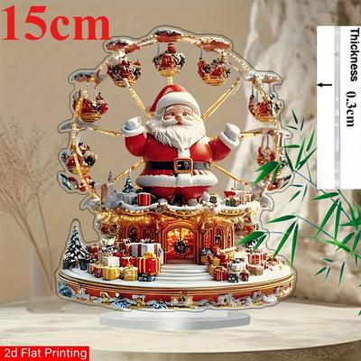 Bohemian Santa, 2D plochý akryl, dekorace, ozdoby, vhodné do obývacího pokoje, kanceláře, na Vánoce, Halloween